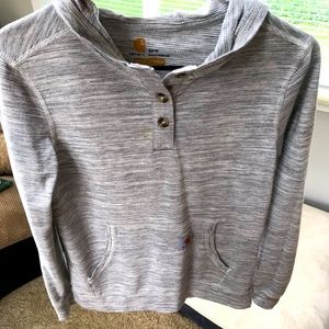 Carhartt half button-up pullover with pockets.